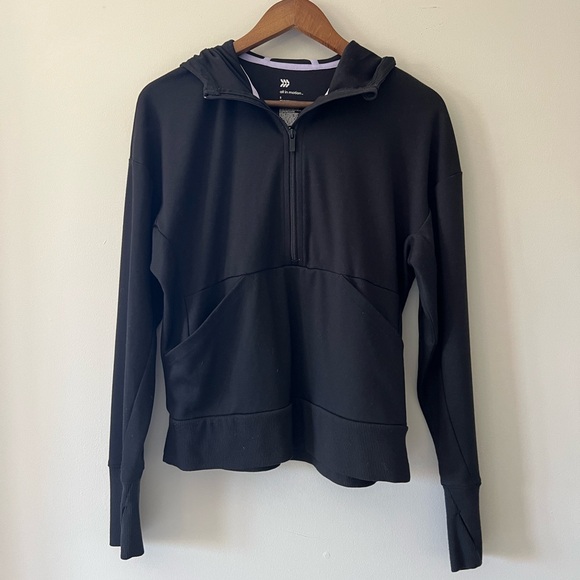 All In Motion Cropped Half Zip Black Hoodie Pullover Size Small - Picture 1 of 7